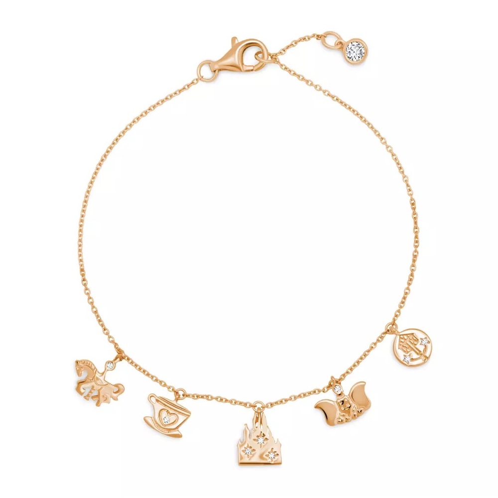 DISNEY CRISLU DISNEYLAND FANTASYLAND 18K Rose Gold Sterling Bracelet
